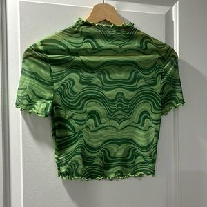 Green Mesh Crop Top